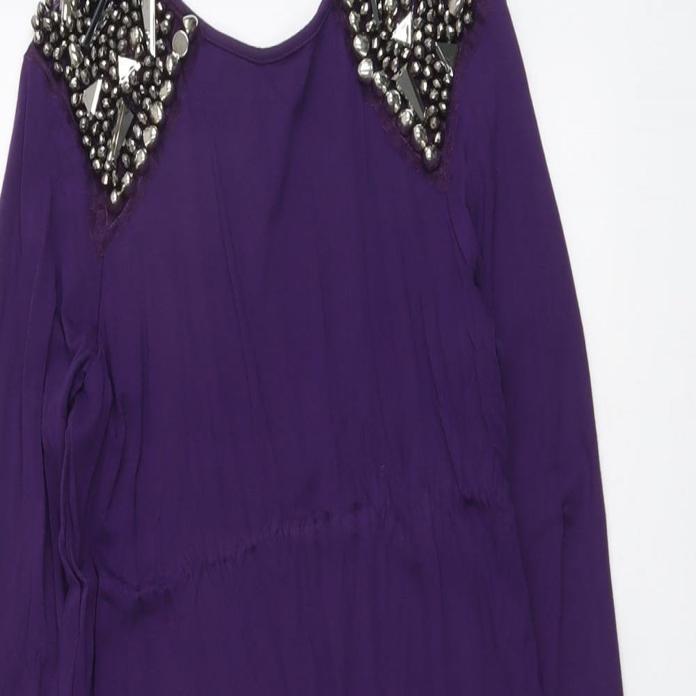 ASOS Womens Purple Viscose Pencil Dress Size 10 Round Neck Pullover