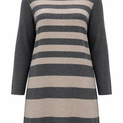 M&Co Womens Grey Boat Neck Striped Viscose Pullover Jumper Size 12