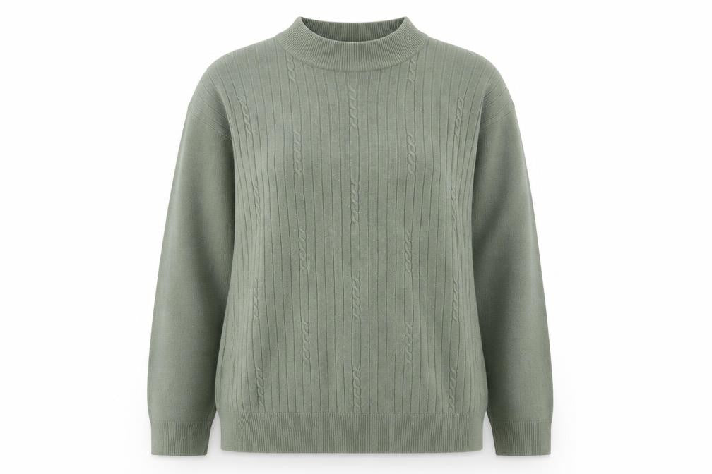 Bonmarché Womens Green Round Neck Acrylic Pullover Jumper Size L