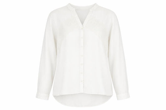Front view of New Look women’s white polyester basic button-up, size UK 14, v-neck