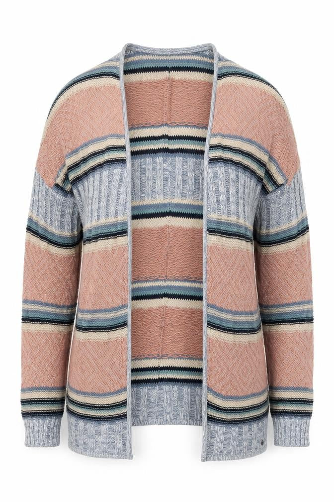 AJC Fashion Womens Multicoloured V-Neck Striped Cotton Cardigan Jumper Size 10
