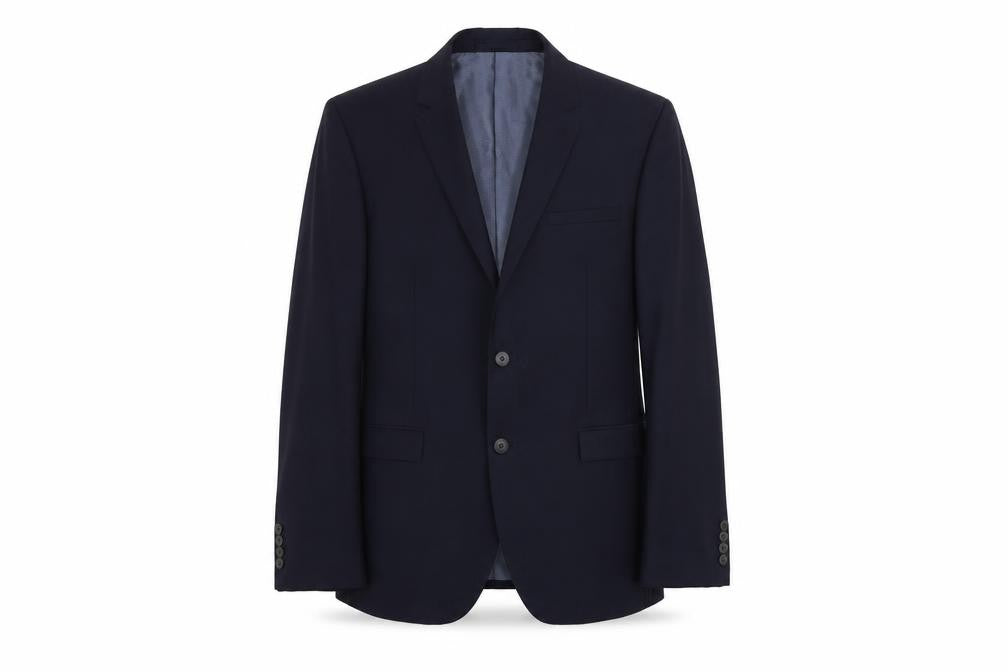 Front view of Marks & Spencer men’s blue wool jacket suit jacket, size M, regular