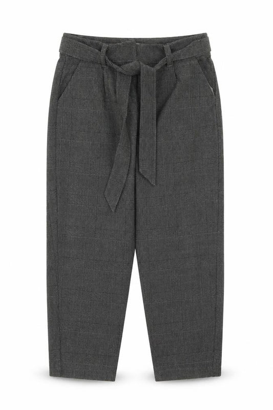 Vertbaudet Girls Grey Plaid Polyester Carrot Trousers Size 9 Years Regular Hook & Eye