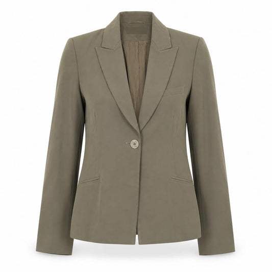 Front view of Phase Eight women’s brown polyester jacket blazer, size UK 12