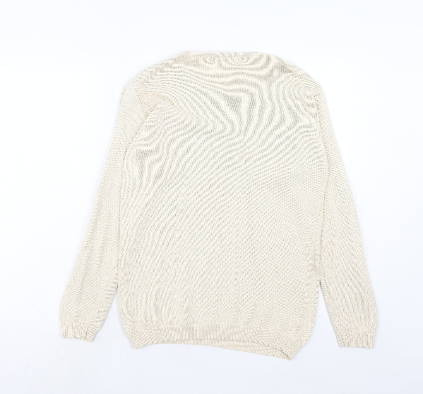 Holmes Womens Ivory Round Neck Cotton Pullover Jumper Size S