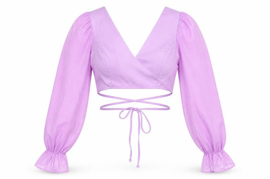 Front view of Boohoo women’s purple polyester basic blouse, size UK 12, v-neck