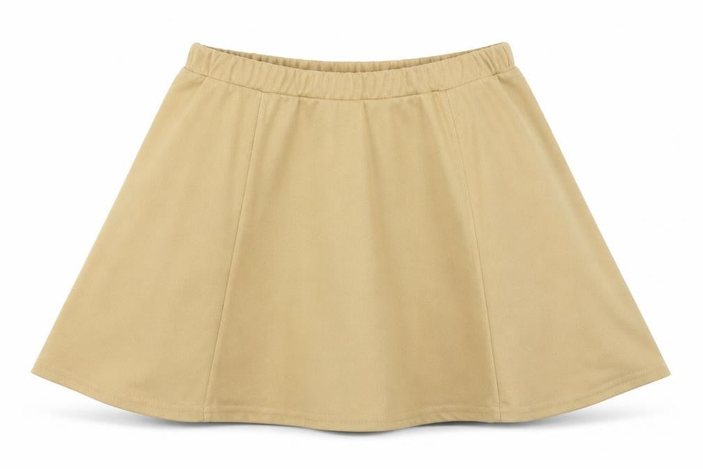 Front view of Passion women’s yellow polyester skater skirt, size UK 10