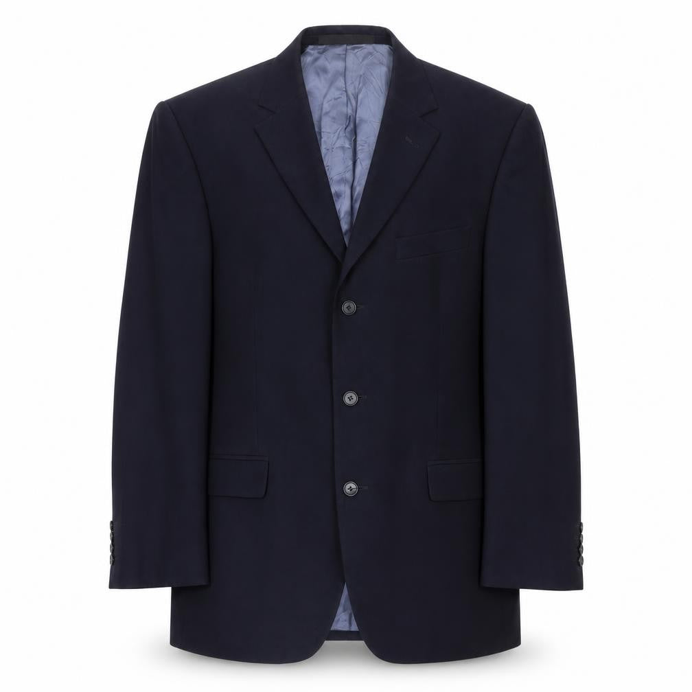 Front view of Marks & Spencer men’s blue wool jacket suit jacket, size 40, regular