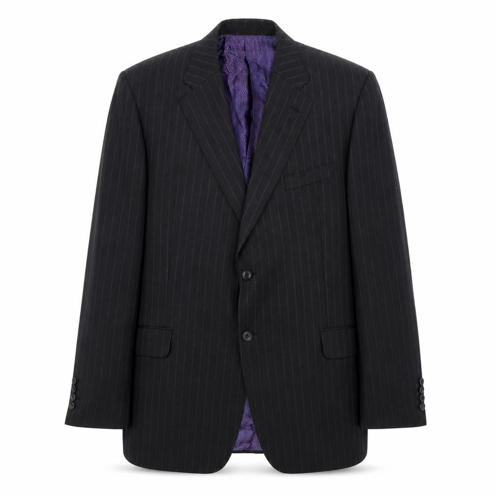 Front view of Marks & Spencer men’s grey striped wool jacket suit jacket, size 44, regular