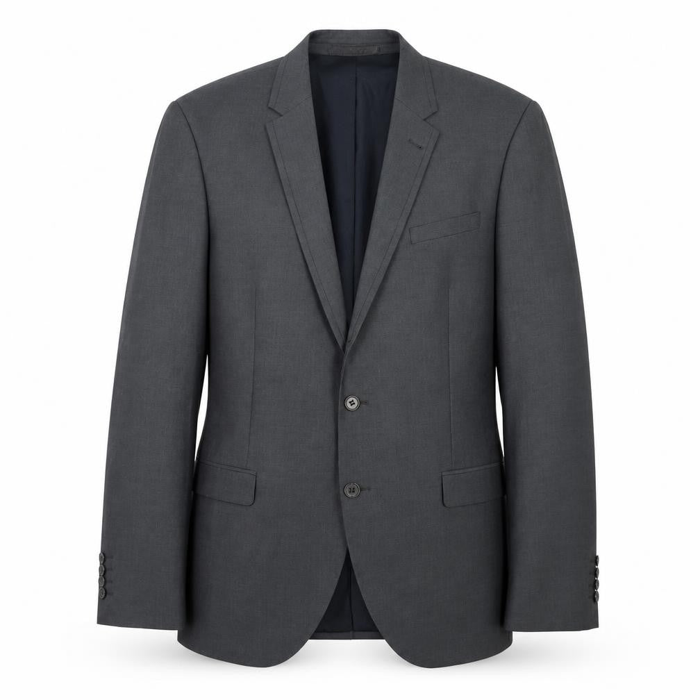 Front view of Next men’s grey polyester jacket suit jacket, size 44, regular