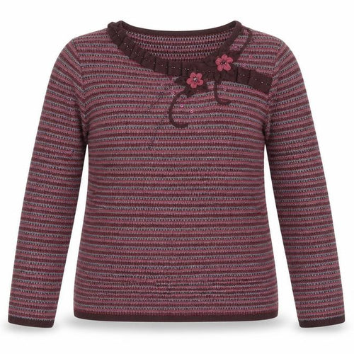 Fay Louise Womens Purple Round Neck Striped Acrylic Pullover Jumper Size S