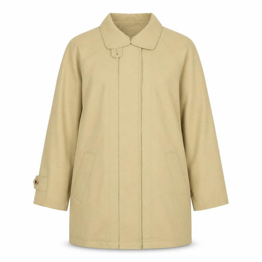 Front view of Telemac women’s beige geometric jacket, size M, button