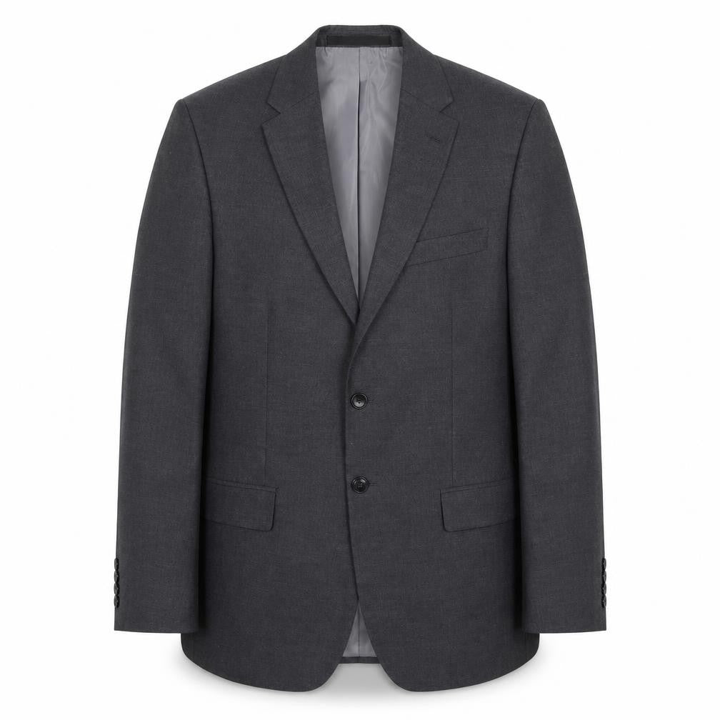 Front view of Marks & Spencer men’s grey polyester jacket suit jacket, size 38, regular
