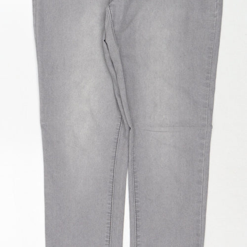 Denim & Co. Womens Grey Cotton Skinny Jeans Size 12 Regular Zip