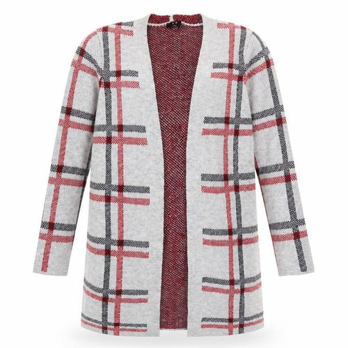 Yest Womens Grey V-Neck Check Acrylic Cardigan Jumper Size 12