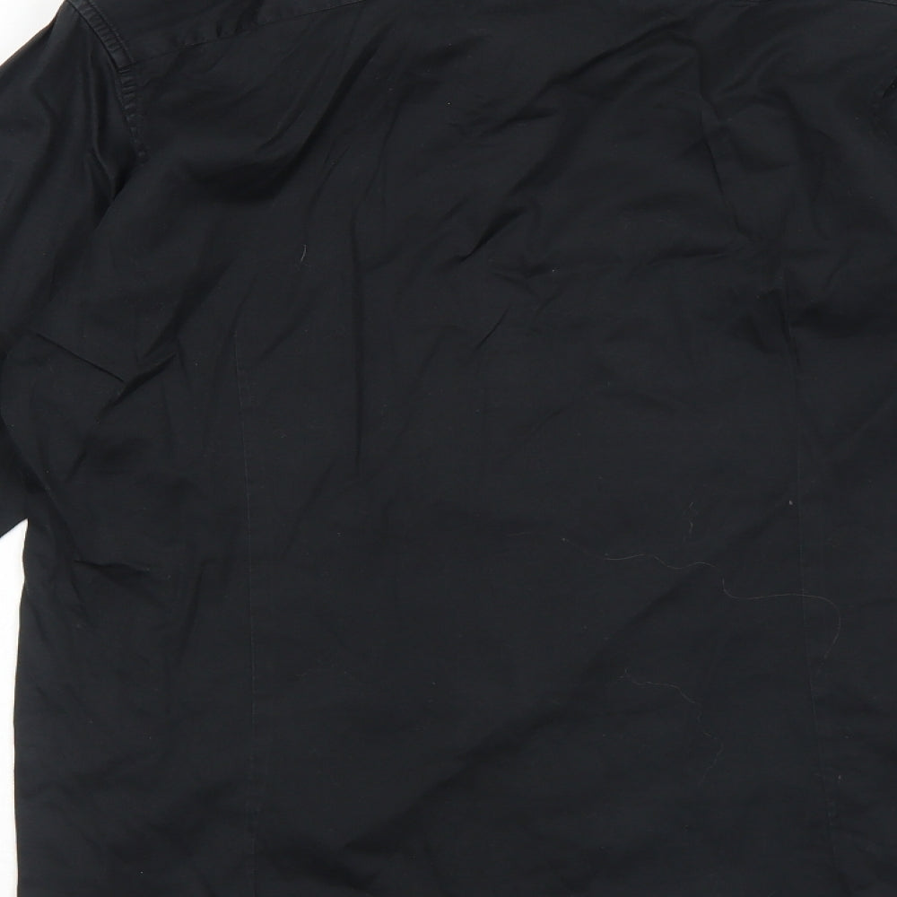 Ted Baker Mens Black Cotton Button-Up Size S Collared Button