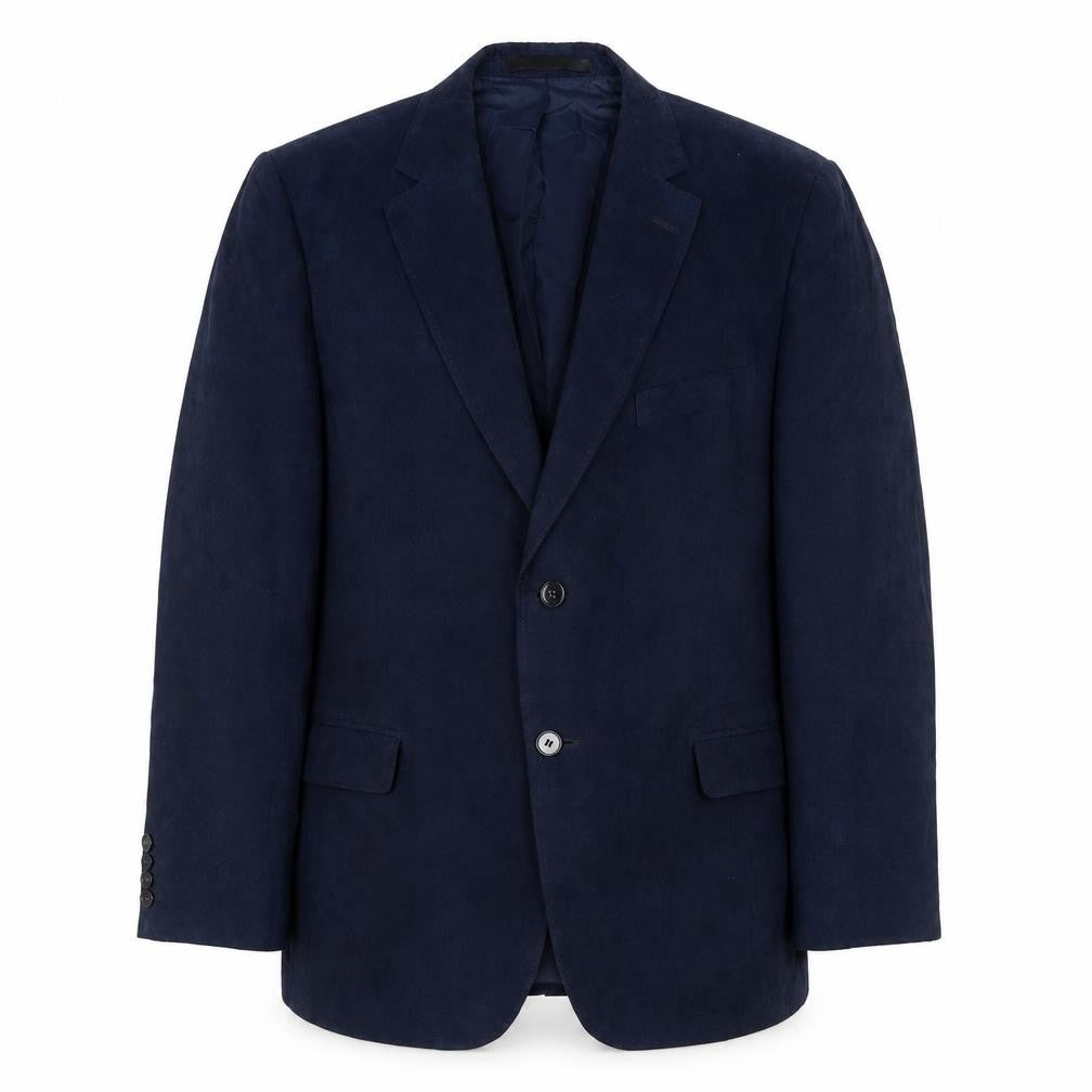 Front view of Marks & Spencer men’s blue polyester jacket suit jacket, size 42, regular