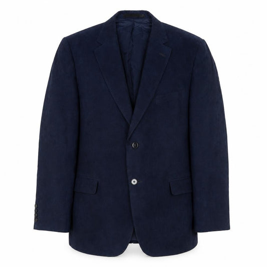 Front view of Marks & Spencer men’s blue polyester jacket suit jacket, size 42, regular