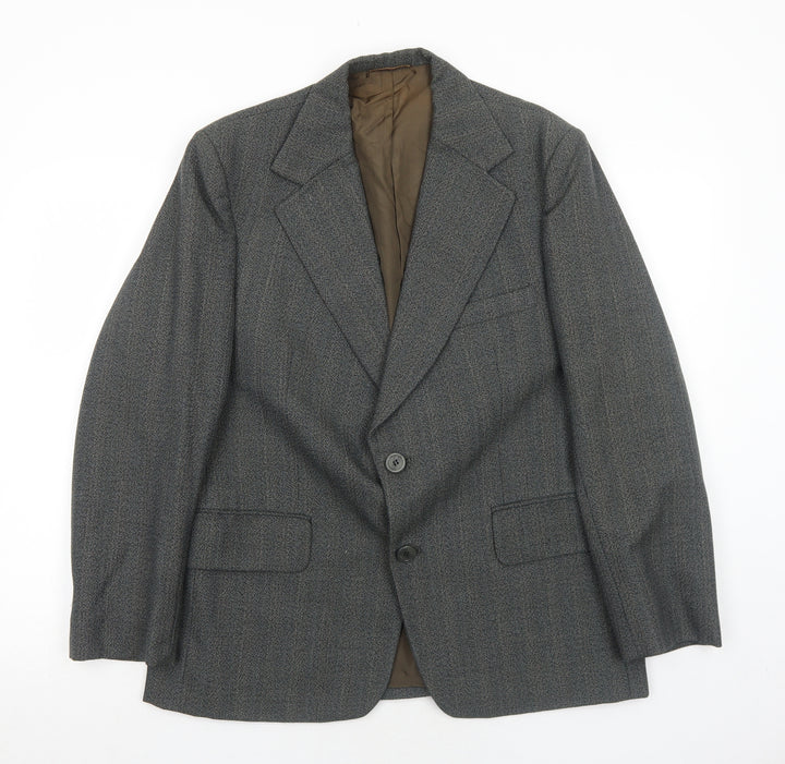 Guards Mens Grey Striped Polyester Jacket Suit Jacket Size 40 Regular