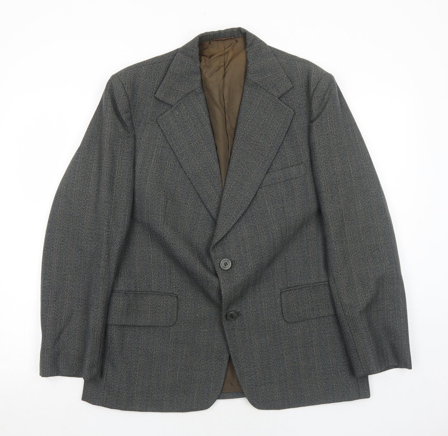 Guards Mens Grey Striped Polyester Jacket Suit Jacket Size 40 Regular