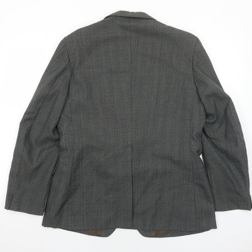 Guards Mens Grey Striped Polyester Jacket Suit Jacket Size 40 Regular