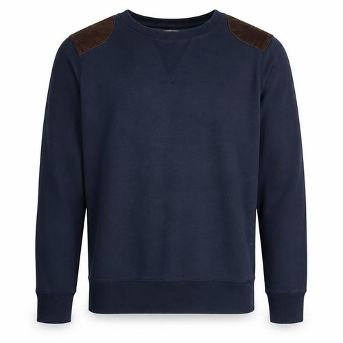 Brave Soul Mens Blue Cotton Pullover Sweatshirt Size S - Elbow Patches
