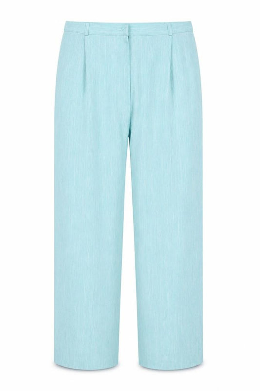Front view of Autonomy women’s blue polyester trousers, size UK 12, regular