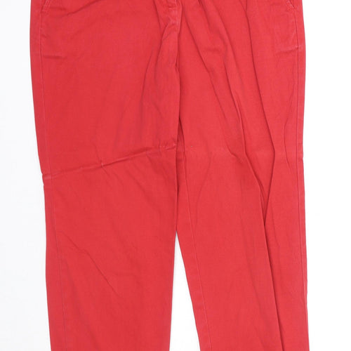 NEXT Womens Red Cotton Trousers Size 10 Regular Zip