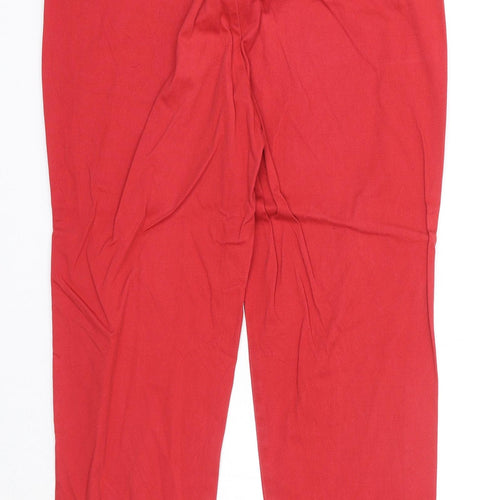 NEXT Womens Red Cotton Trousers Size 10 Regular Zip
