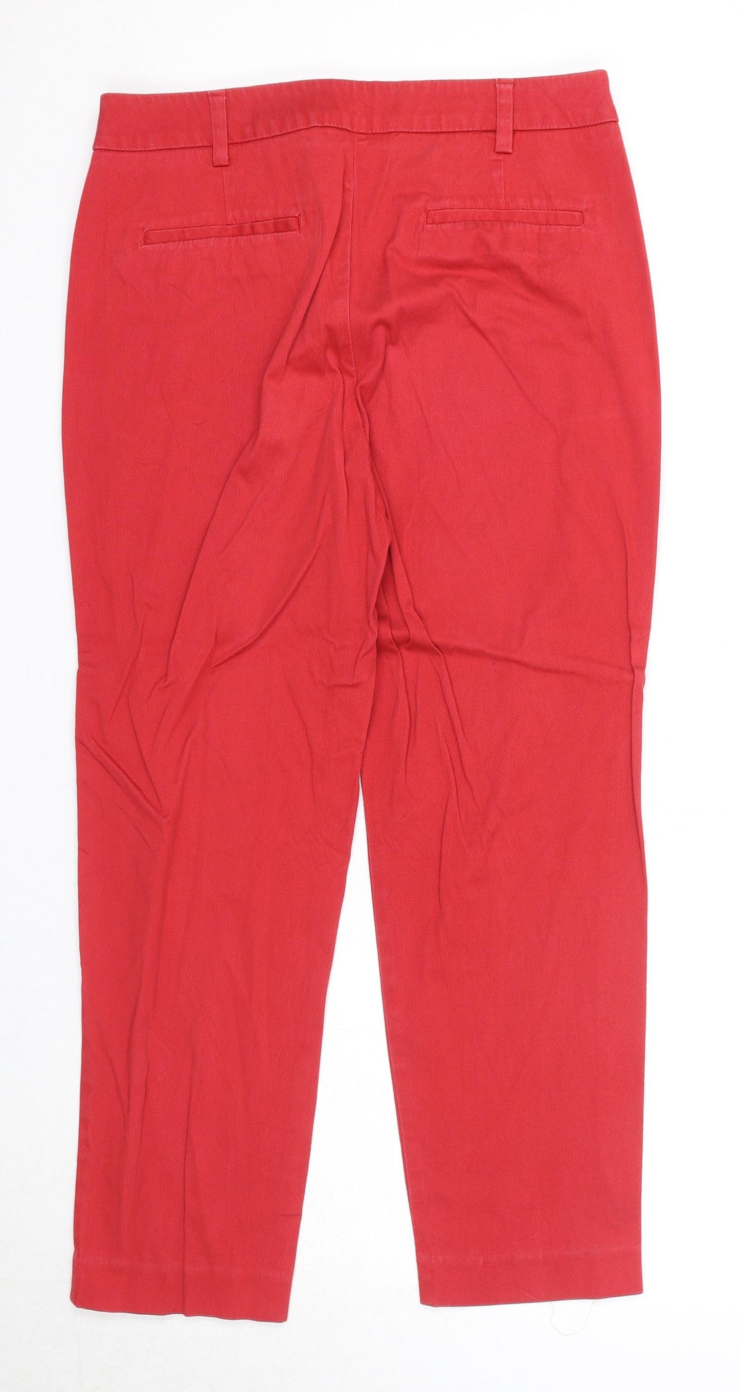 NEXT Womens Red Cotton Trousers Size 10 Regular Zip