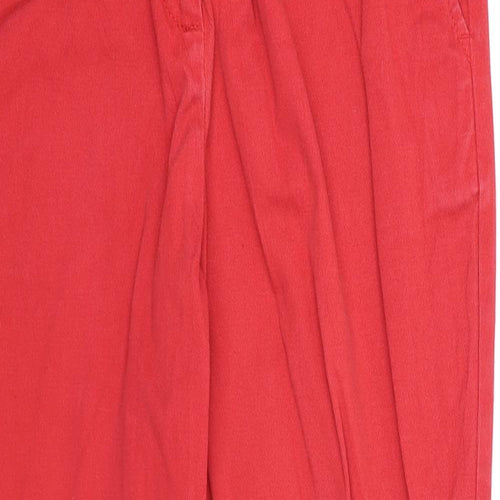 NEXT Womens Red Cotton Trousers Size 10 Regular Zip