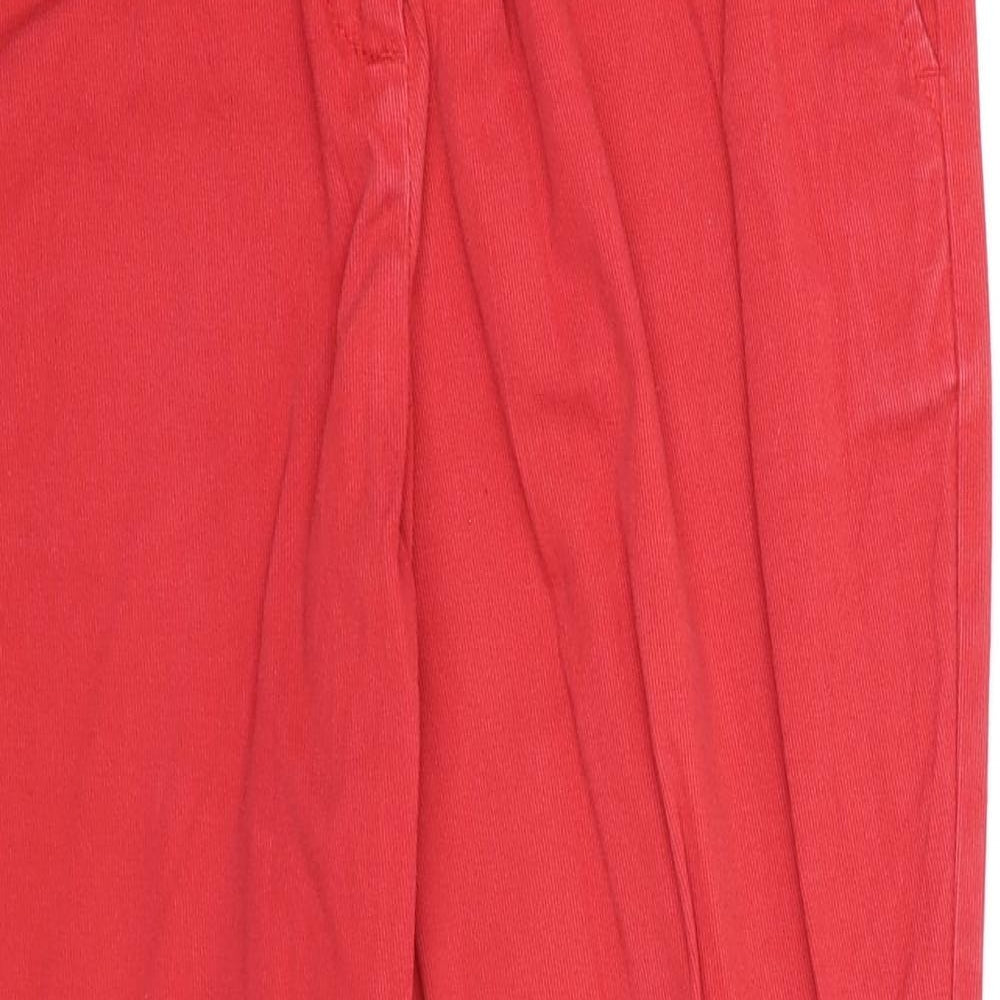NEXT Womens Red Cotton Trousers Size 10 Regular Zip