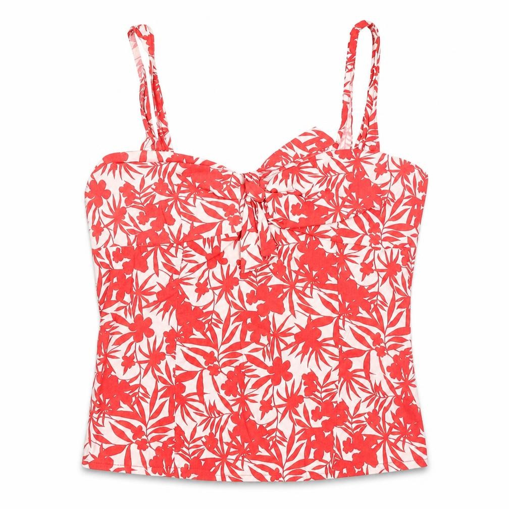Dorothy Perkins Womens Red Geometric Cotton Basic Tank Size 12 Sweetheart - Leaf Print