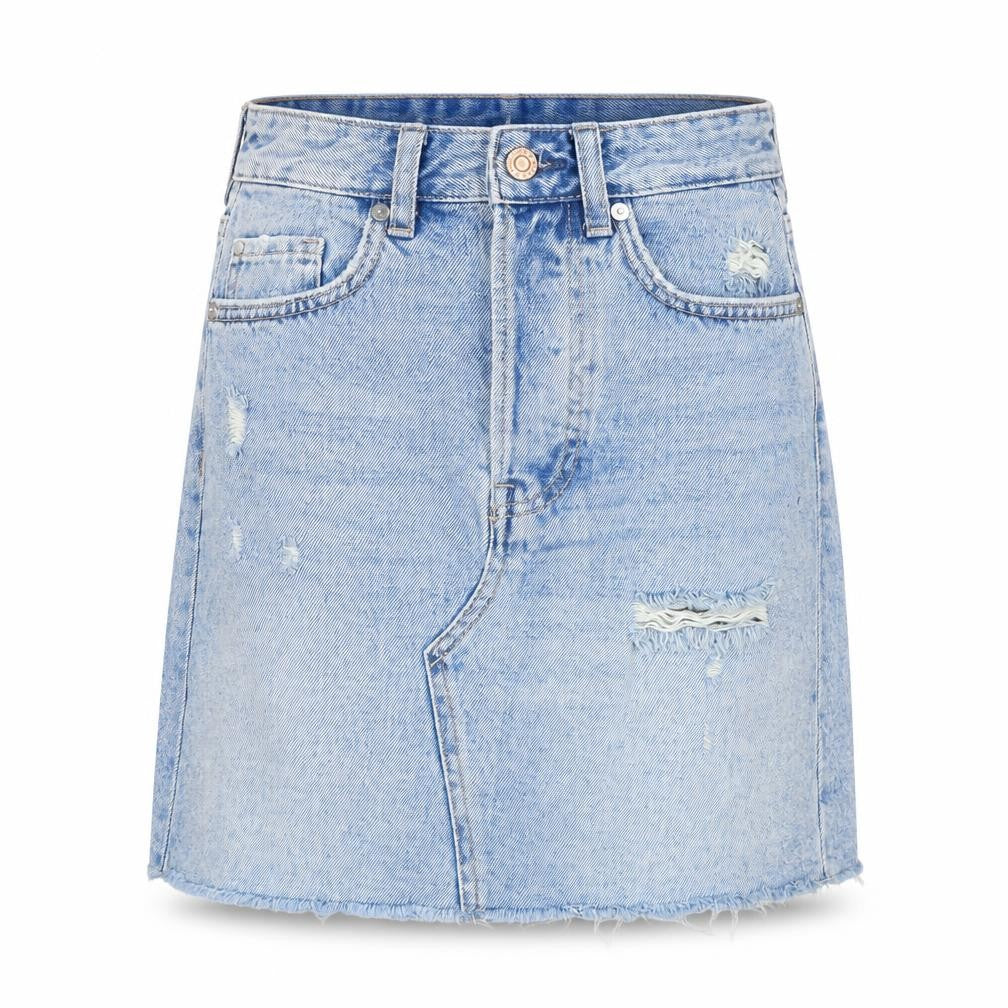 H&M Womens Blue Cotton A-Line Skirt Size 8 Zip