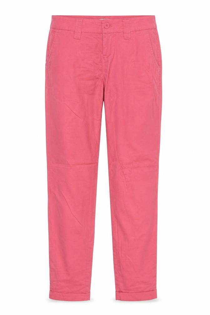 Front view of AJC women’s pink cotton trousers, size UK 8, extra-slim zip