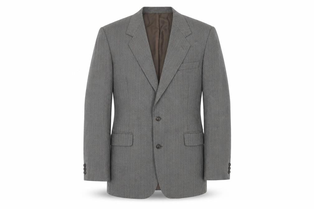 Front view of Greenwoods men’s grey wool jacket suit jacket, size 42, regular