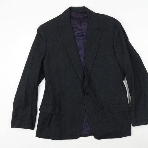 a.e. quarmby Mens Blue Striped Polyester Jacket Suit Jacket Size 34 Regular