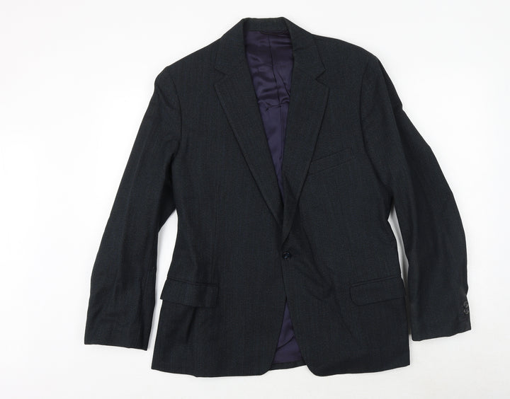 a.e. quarmby Mens Blue Striped Polyester Jacket Suit Jacket Size 34 Regular