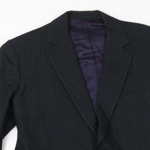 a.e. quarmby Mens Blue Striped Polyester Jacket Suit Jacket Size 34 Regular