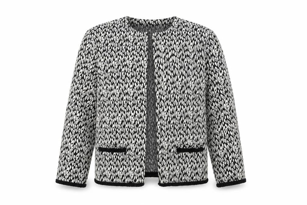 Marks and Spencer Womens Black Round Neck Geometric Polyester Cardigan Jumper Size 12