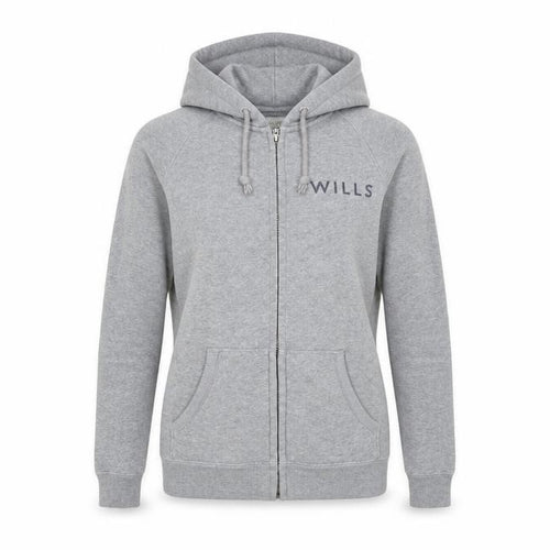 Jack Wills Womens Grey Cotton Full Zip Hoodie Size 6 Zip