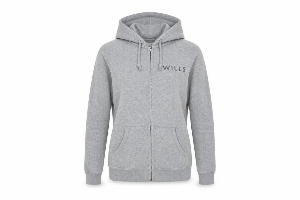 Jack Wills Womens Grey Cotton Full Zip Hoodie Size 6 Zip