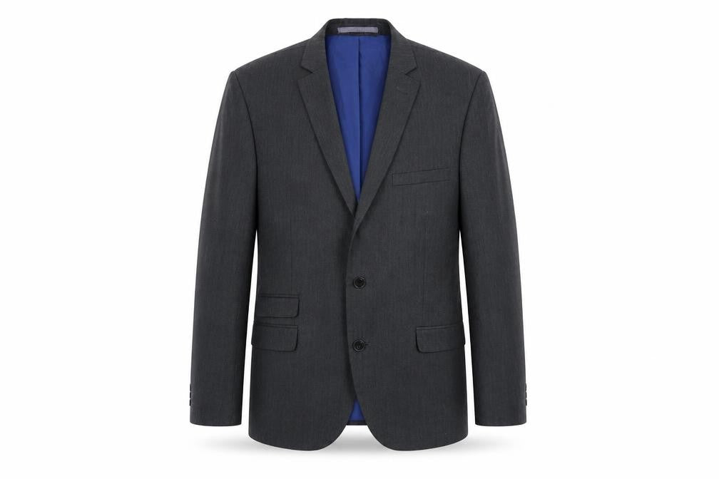 Front view of Marks & Spencer men’s grey polyester jacket blazer, size 42, regular