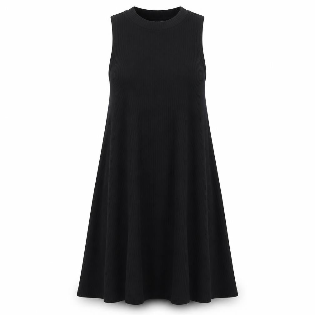 Front view of Forever 21 women’s black polyester trapeze & swing, size S, round neck pullover