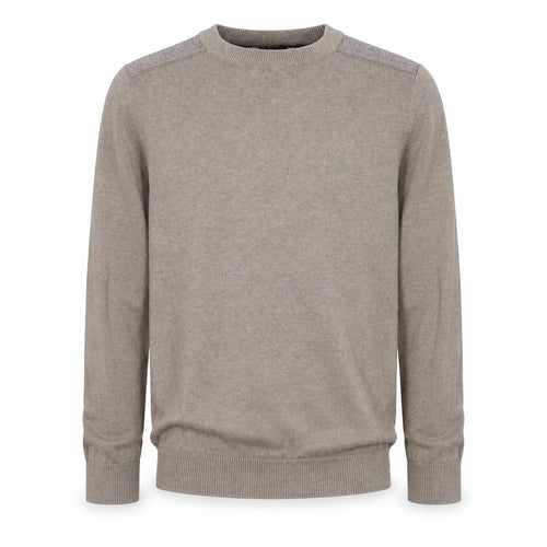 New Look Mens Beige Round Neck Cotton Pullover Jumper Size S Long Sleeve