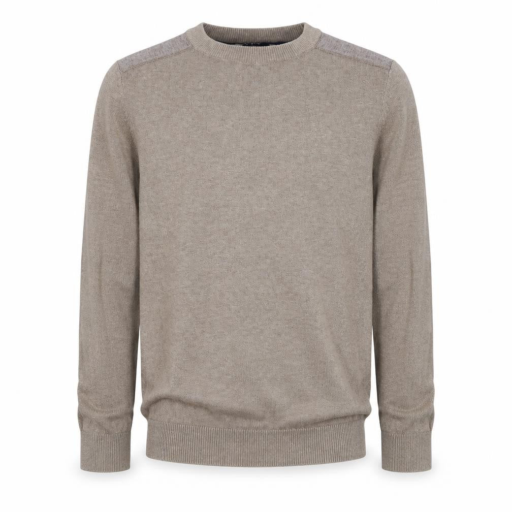 New Look Mens Beige Round Neck Cotton Pullover Jumper Size S Long Sleeve