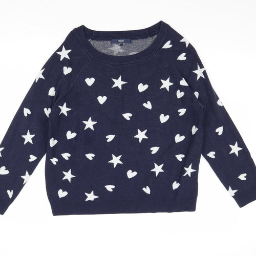 NEXT Womens Blue Geometric Viscose Pullover Sweatshirt Size M Pullover - Love Hearts and Stars