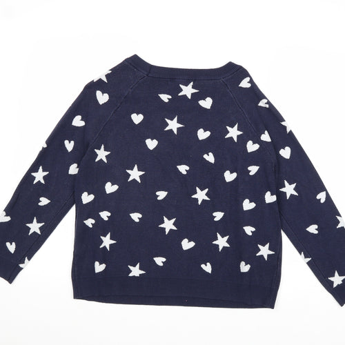 NEXT Womens Blue Geometric Viscose Pullover Sweatshirt Size M Pullover - Love Hearts and Stars