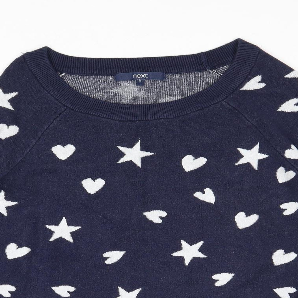 NEXT Womens Blue Geometric Viscose Pullover Sweatshirt Size M Pullover - Love Hearts and Stars