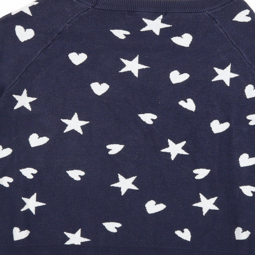 NEXT Womens Blue Geometric Viscose Pullover Sweatshirt Size M Pullover - Love Hearts and Stars